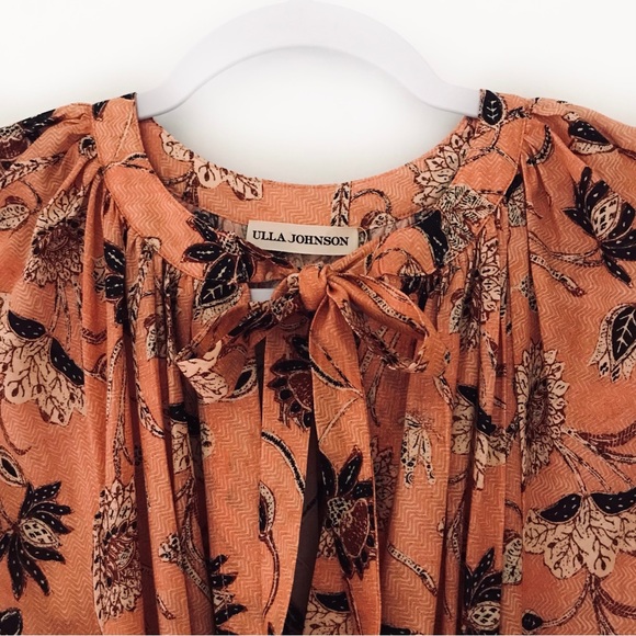 ULLA JOHNSON Primrose Puff Sleeve Tiered Midi Dress - Picture 2 of 13